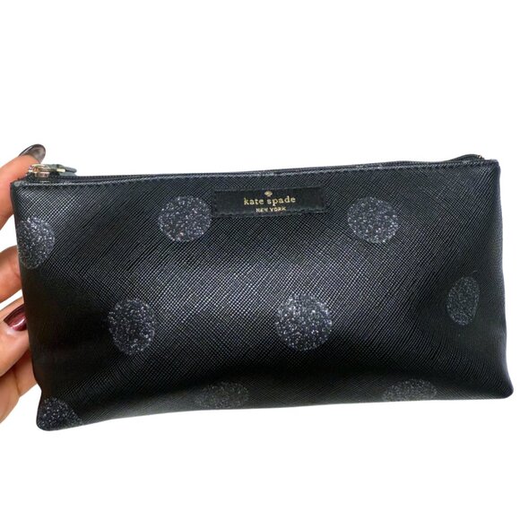 Kate Spade Little Shiloh Haven Lane Black Glitter Dot Cosmetic Pouch – GUC - Picture 1 of 8